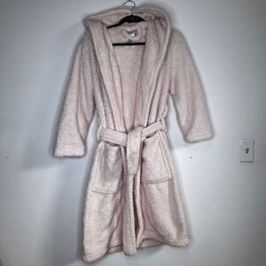 Pottery Barn Teen Pink Sherpa Hooded Robe XS/S Fleece Bathrobe 7795450(R)